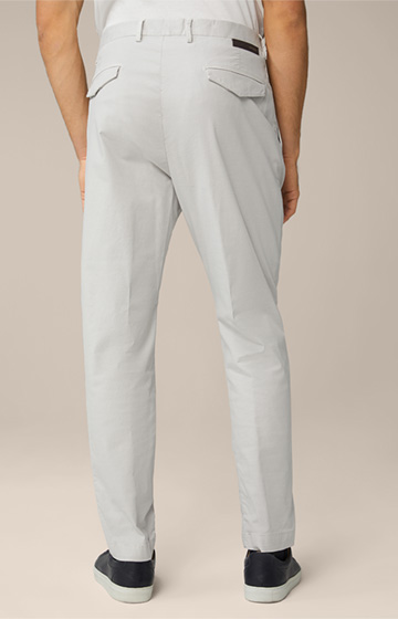 Flero Cotton Mix Trousers with Pleat-front in Light Grey