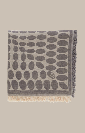 Écharpe en coton et viscose, beige-gris à motifs
