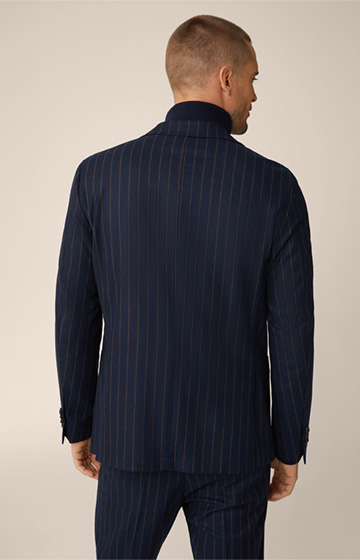 Veste modulaire Giro en laine mélangée, bleu marine à rayures marrons
