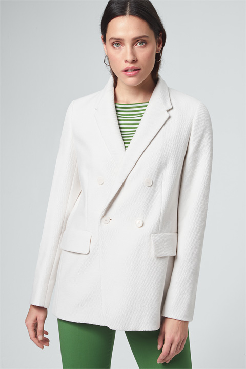 Zweireihiger Longblazer in Ecru