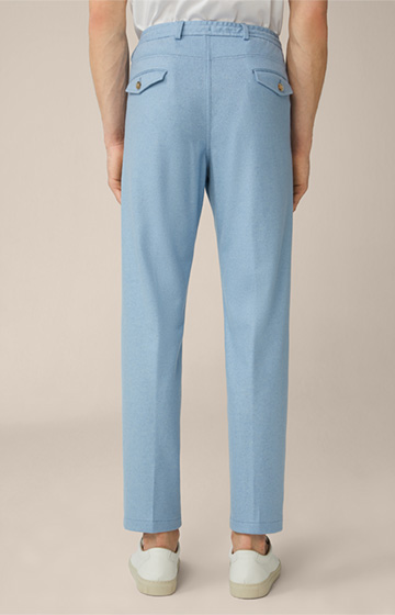 Floro Cashmere Modular Trousers with Pleats in Light Blue