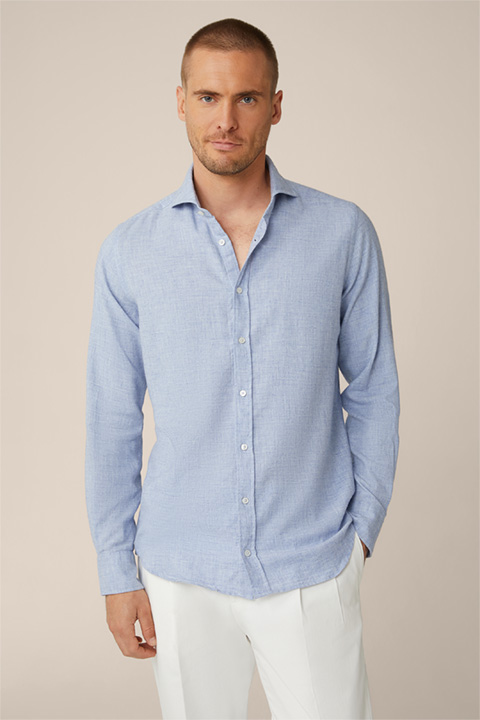 Lano Cotton Shirt in Flecked Light Blue