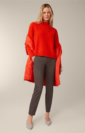 Cashmere-Pullover mit Stehkragen in Rot