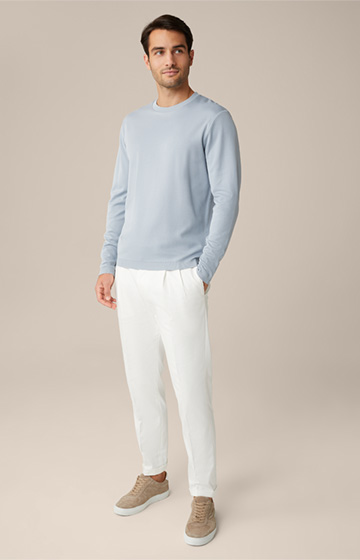 T-shirt en coton à manches longues, en gris-bleu