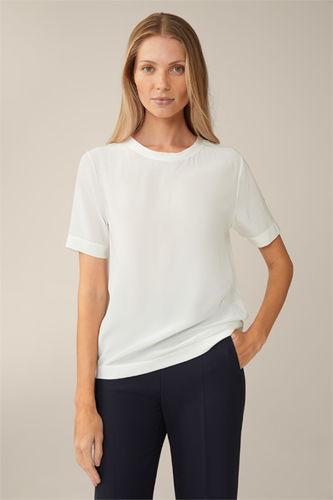 Silk Short-sleeved Shirt in Ecru