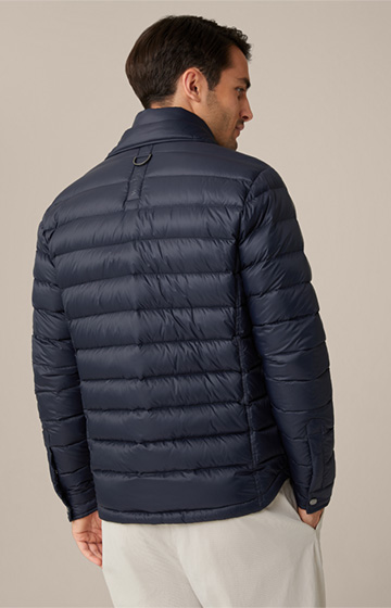 Cossato Quilted Nylon Jacket with Breast Pockets in Navy