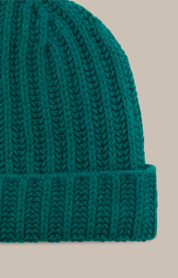 Schurwoll-Cashmere Mütze in Smaragdgrün