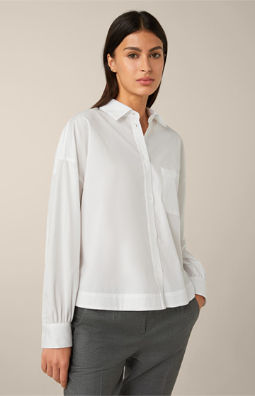 White Poplin Oversized Cotton Shirt Blouse