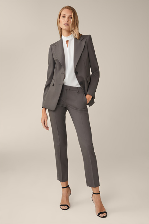 Virgin Wool Suit Trousers in Taupe