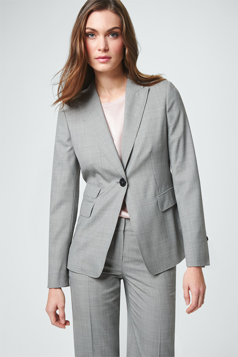 Schurwoll-Blazer in Grau gemustert
