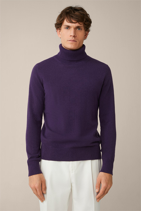 Cashmere Cashmono Roll Neck Pullover in Purple