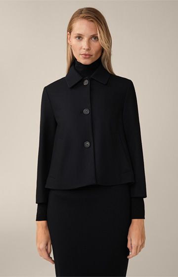 Wool Jersey Short Blazer in Black