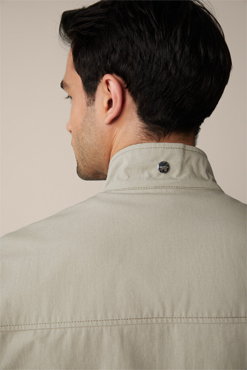 Baumwollmix-Kurz-Jacke Cento mit Stehkragen in Beige-Grau