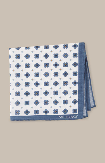 Breast Pocket Handkerchief with Silk in a White and Blue Pattern