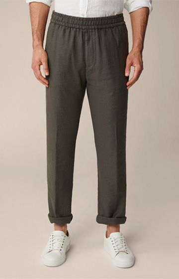 Scuro Linen mix Modular Trousers with Drawstring in Olive