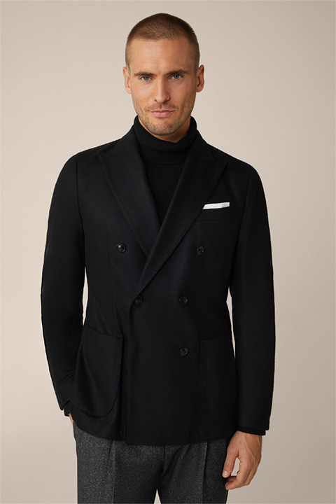 Satino Modular Double-breasted Jacket in Black