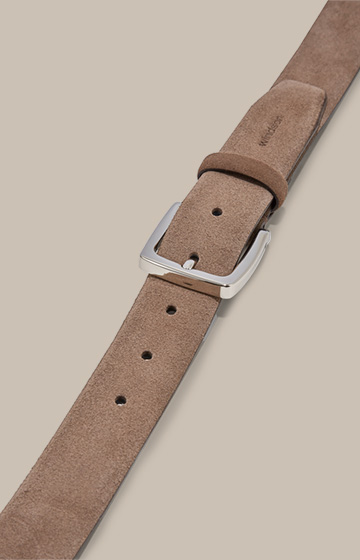Velvety suede belt in taupe