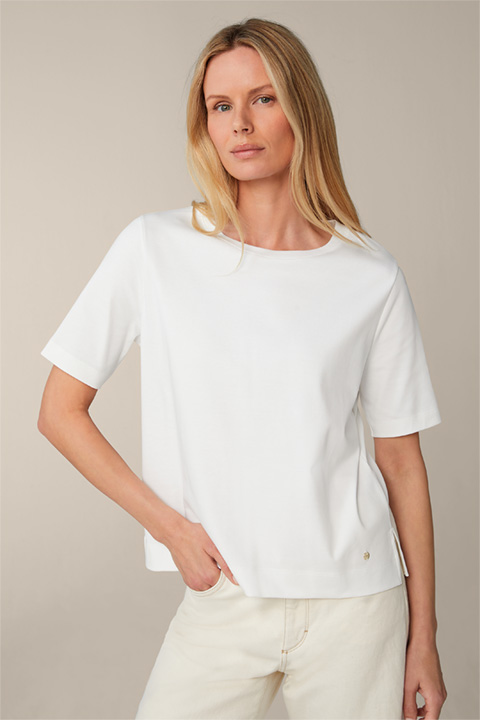 Baumwoll-Interlock-T-Shirt in Weiß