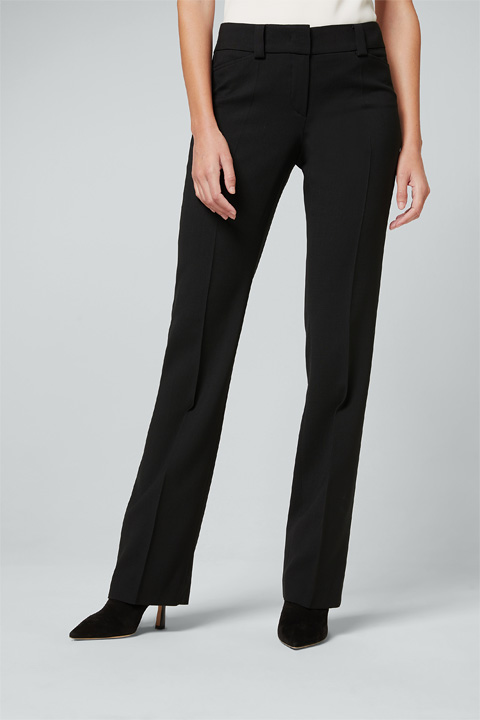 Schurwoll-Crêpe Hose in Schwarz