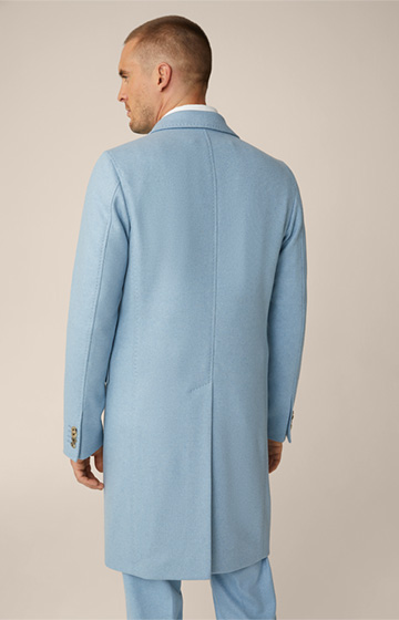 Manteau Cantro à fermeture croisée et col à revers en cachemire, en bleu clair