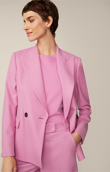 Virgin wool double-breasted blazer in light pink
