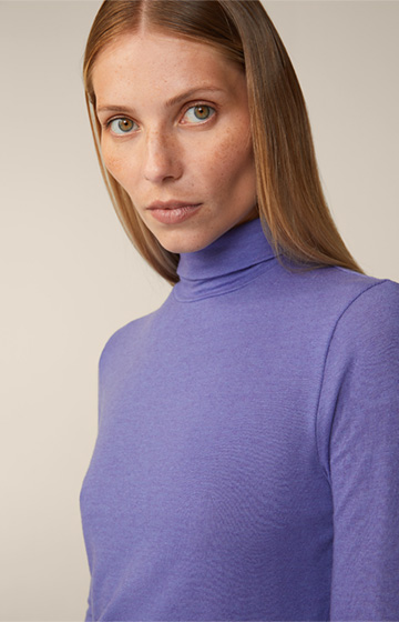 Tencel Wool Stretch Roll Neck Shirt in Violet
