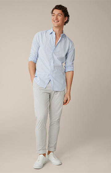 Lapo Cotton Shirt in Blue and White Stripes