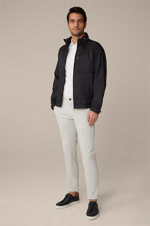 Ortone Nylon Jacket with Stand-up Collar in Navy