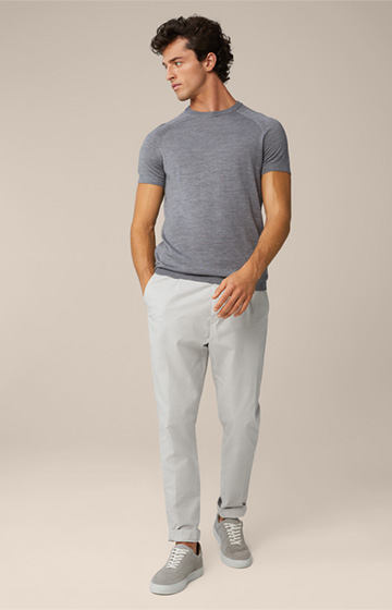 Nando Knitted T-Shirt with Silk and Cashmere in Mottled Grey