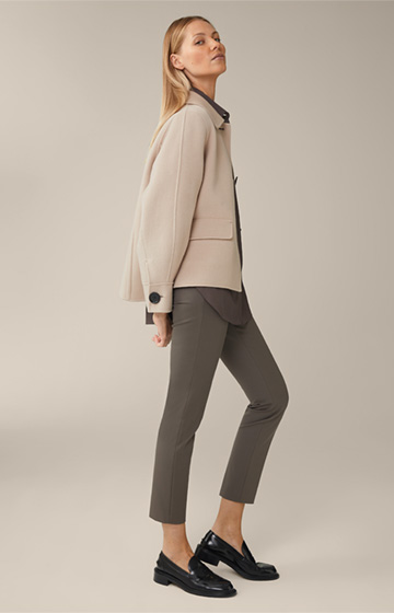 Double Wool Mix Cape Jacket with Cashmere in Beige