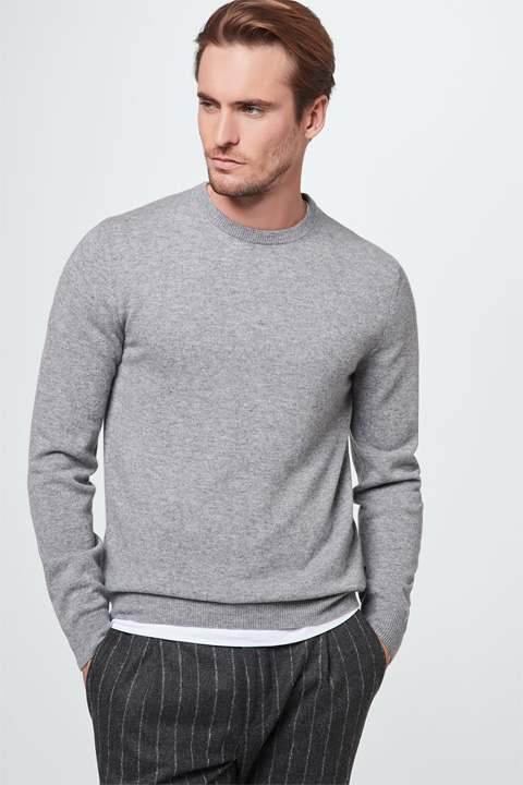 Kaschmir-Pullover Cashmono in Grau melange