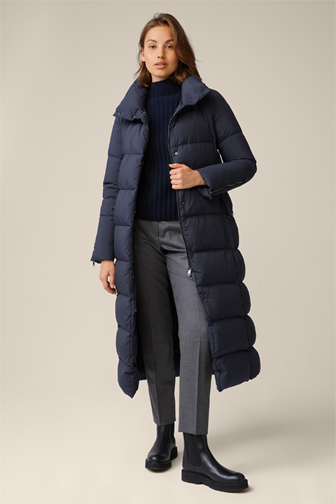 Down Quilted Coat in Navy
