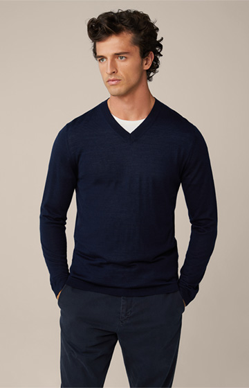 Nando Knitted Sweater with Silk and Cashmere in Navy
