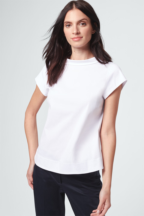 Baumwollstretch-Bluse in Weiß