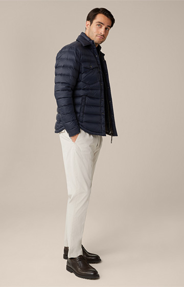 Cossato Quilted Nylon Jacket with Breast Pockets in Navy