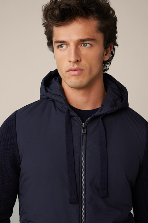 Veste en maille de laine mélangée Niniano à capuche, en bleu marine