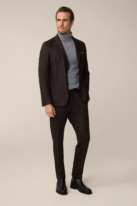 Vasto Floro Wool Jersey Modular Suit in Dark Brown