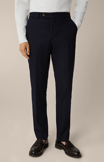 Santios Modular Wool Flannel Trousers with Stretch in Navy