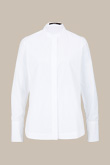 Popeline-Bluse mit Stehkragen in Weiß