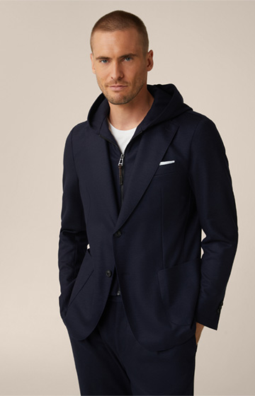 Gilo Wool Blend Jacket with Hooded Inlay in Navy