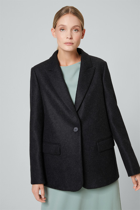 Double-Effekt Longblazer mit Alpaka in Anthrazit