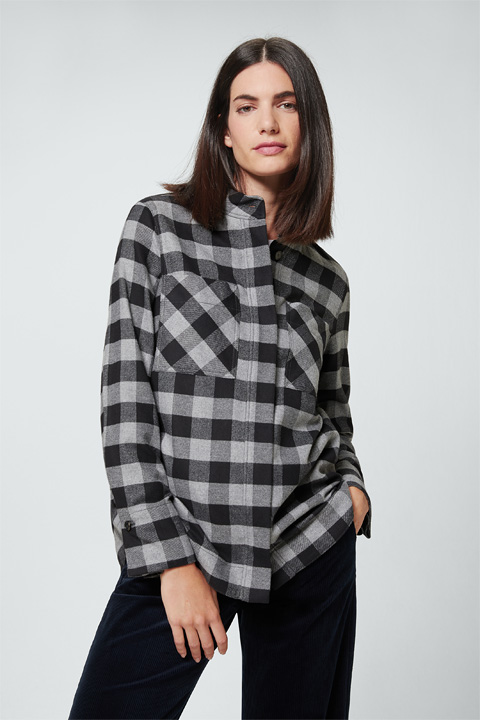 Flanell-Hemd in Grau-Schwarz kariert