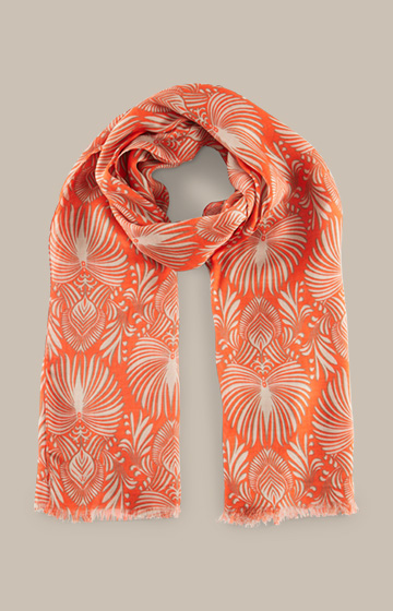 Modal Scarf in Red and Beige, Patterned