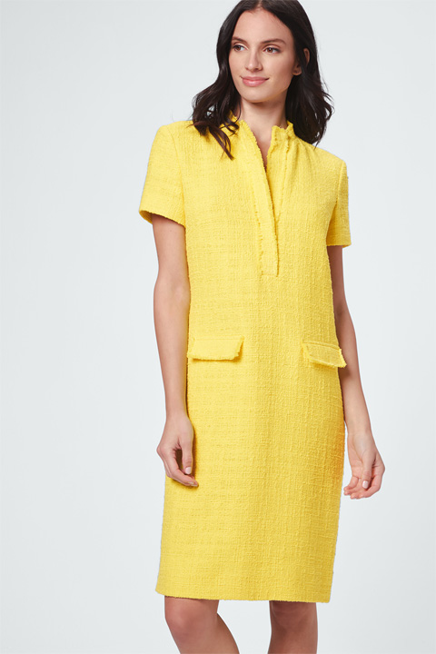 Bouclé-Kleid in Gelb