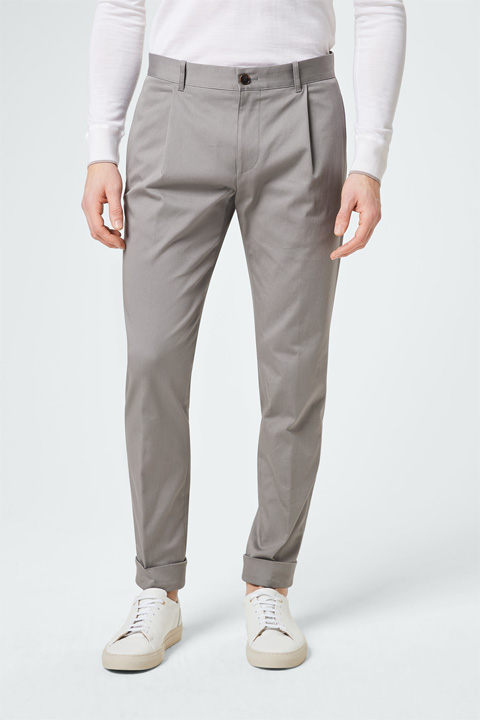 Bundfaltenhose Dalio mit Umschlag in Grau