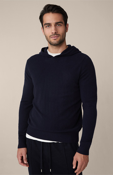 Cashmono Hooded Cashmere Sweater in Navy