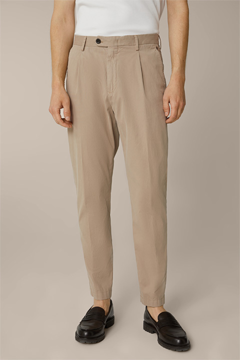 Pantalon à pinces en coton mélangé Flero, en gris-beige