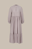 Satin-Kleid in Maxi-Länge aus Viskose und Seide in Greige