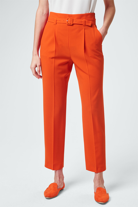 Bundfaltenhose in Orange