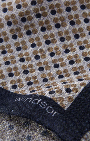 Virgin wool breast pocket handkerchief in a beige and blue pattern